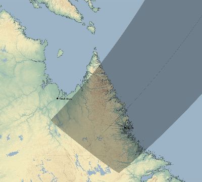 Map of the eclipse path across Canada on 06/04/1769