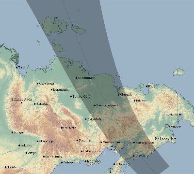 Map of the eclipse path across Russia on 06/04/1769