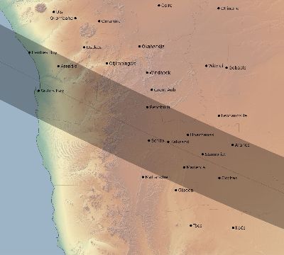 Map of the eclipse path across Namibia on 11/17/1770