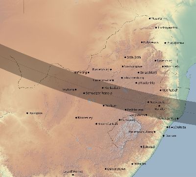 Map of the eclipse path across South Africa on 11/17/1770