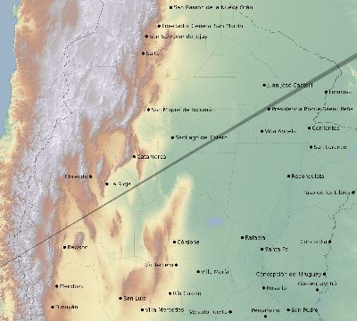 Map of the eclipse path across Argentina on 05/14/1771