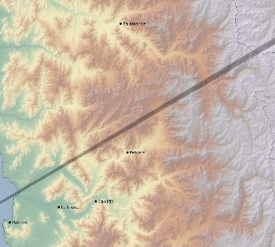 Map of the eclipse path across Chile on 05/14/1771