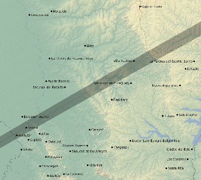 Map of the eclipse path across Paraguay on 05/14/1771