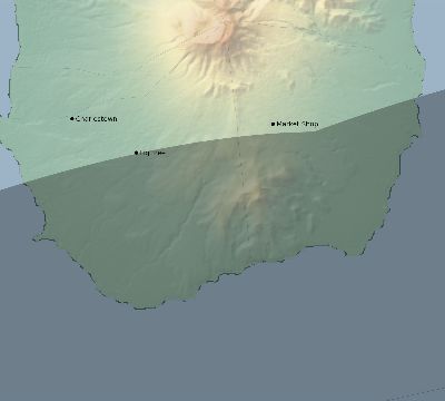 Map of the eclipse path across Saint Kitts and Nevis on 11/06/1771