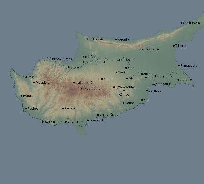 Map of the eclipse path across Cyprus on 03/23/1773