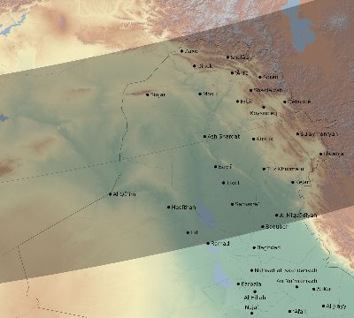 Map of the eclipse path across Iraq on 03/23/1773
