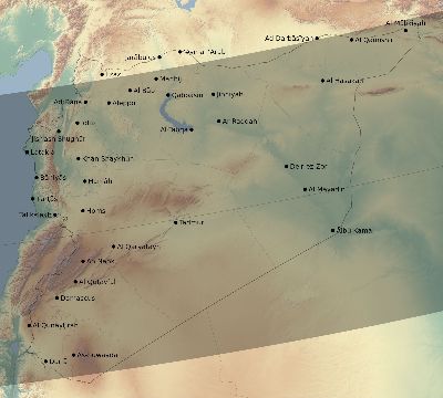 Map of the eclipse path across Syria on 03/23/1773