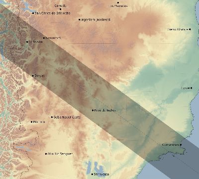 Map of the eclipse path across Argentina on 09/16/1773