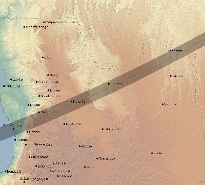 Map of the eclipse path across Angola on 03/12/1774