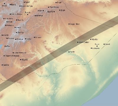 Map of the eclipse path across Ethiopia on 03/12/1774