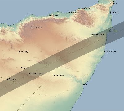 Map of the eclipse path across Somalia on 03/12/1774