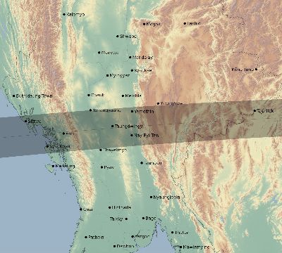Map of the eclipse path across Myanmar on 09/06/1774