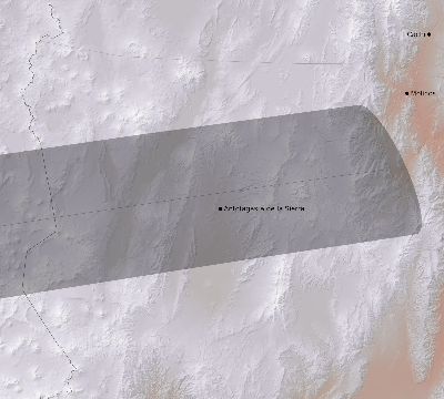 Map of the eclipse path across Argentina on 03/01/1775
