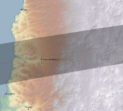 Map of the eclipse path across Chile on 03/01/1775