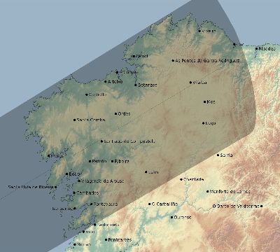 Map of the eclipse path across Spain on 01/09/1777
