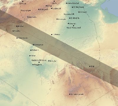 Map of the eclipse path across Algeria on 06/24/1778
