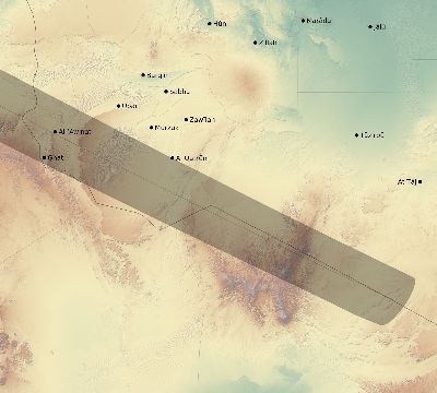 Map of the eclipse path across Libya on 06/24/1778
