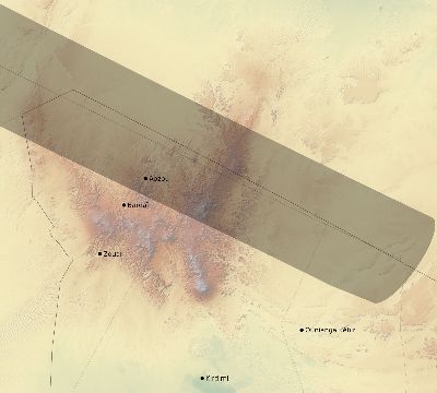 Map of the eclipse path across Chad on 06/24/1778
