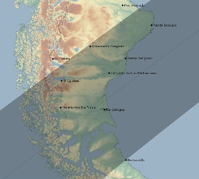 Map of the eclipse path across Argentina on 12/18/1778