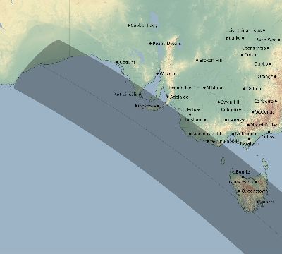 Map of the eclipse path across Australia on 12/18/1778