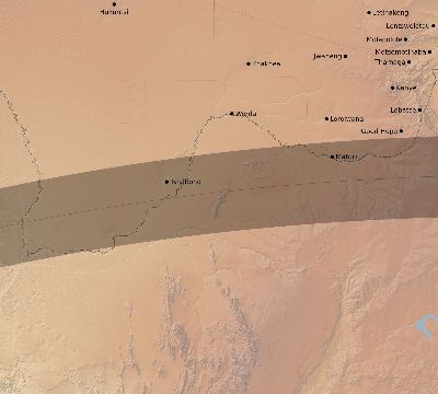 Map of the eclipse path across Botswana on 05/04/1780