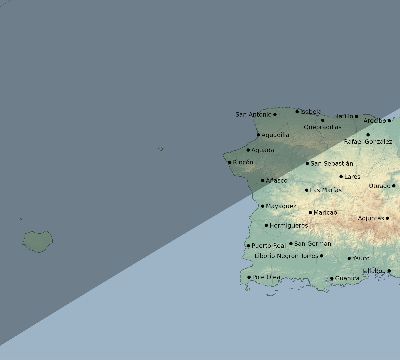 Map of the eclipse path across Puerto Rico on 04/23/1781