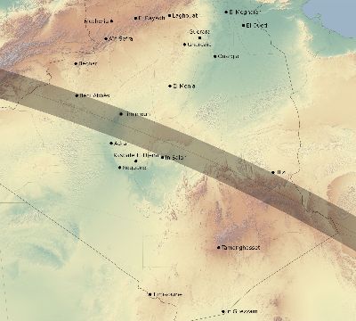 Map of the eclipse path across Algeria on 10/17/1781