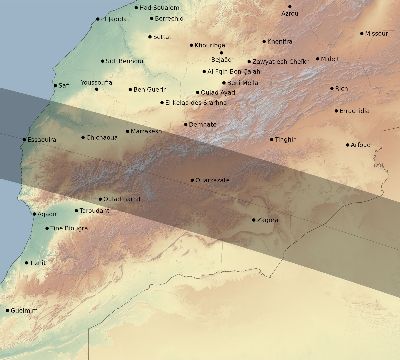 Map of the eclipse path across Morocco on 10/17/1781