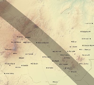 Map of the eclipse path across Sudan on 10/17/1781