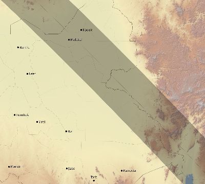Map of the eclipse path across South Sudan on 10/17/1781