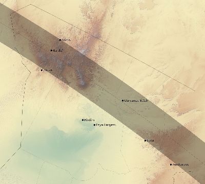 Map of the eclipse path across Chad on 10/17/1781