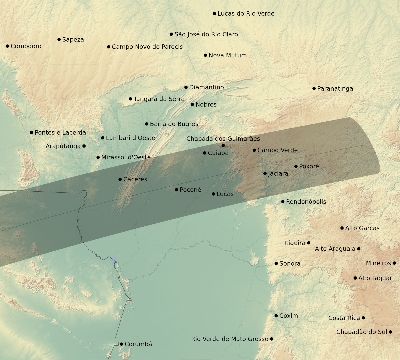 Map of the eclipse path across Brazil on 02/20/1784