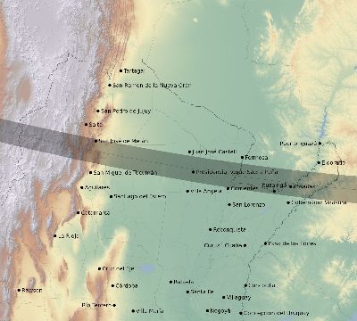 Map of the eclipse path across Argentina on 02/09/1785