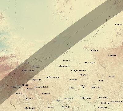 Map of the eclipse path across Central African Republic on 02/09/1785