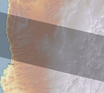 Map of the eclipse path across Chile on 02/09/1785