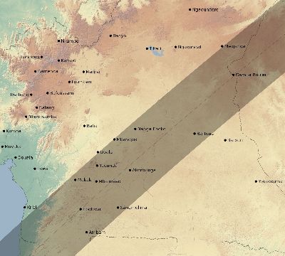 Map of the eclipse path across Cameroon on 02/09/1785