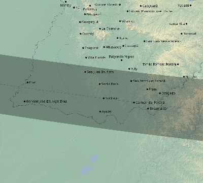 Map of the eclipse path across Paraguay on 02/09/1785