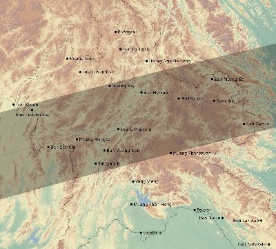 Map of the eclipse path across Laos on 08/05/1785