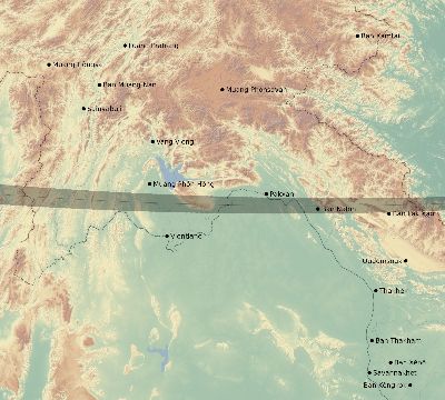 Map of the eclipse path across Laos on 01/30/1786