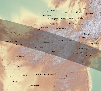 Map of the eclipse path across Afghanistan on 06/04/1788