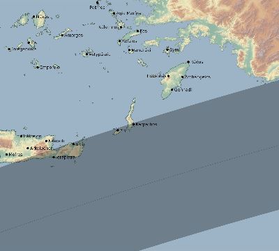 Map of the eclipse path across Greece on 06/04/1788
