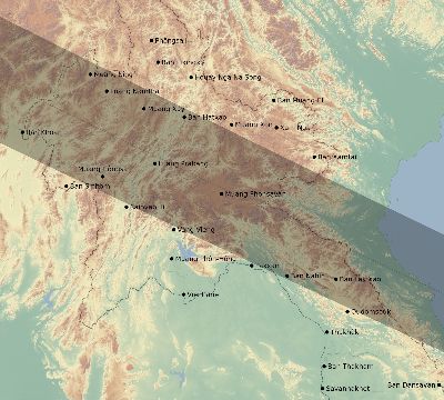 Map of the eclipse path across Laos on 06/04/1788