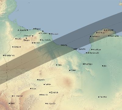 Map of the eclipse path across Libya on 06/04/1788