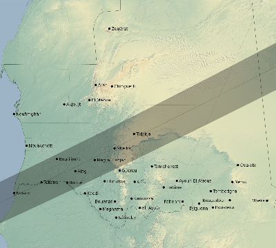 Map of the eclipse path across Mauritania on 06/04/1788