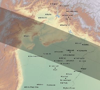 Map of the eclipse path across Pakistan on 06/04/1788