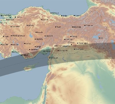 Map of the eclipse path across Turkey on 06/04/1788