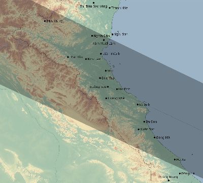 Map of the eclipse path across Vietnam on 06/04/1788