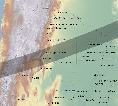 Map of the eclipse path across Argentina on 11/27/1788