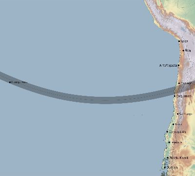 Map of the eclipse path across Chile on 11/27/1788