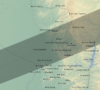 Map of the eclipse path across Paraguay on 11/27/1788